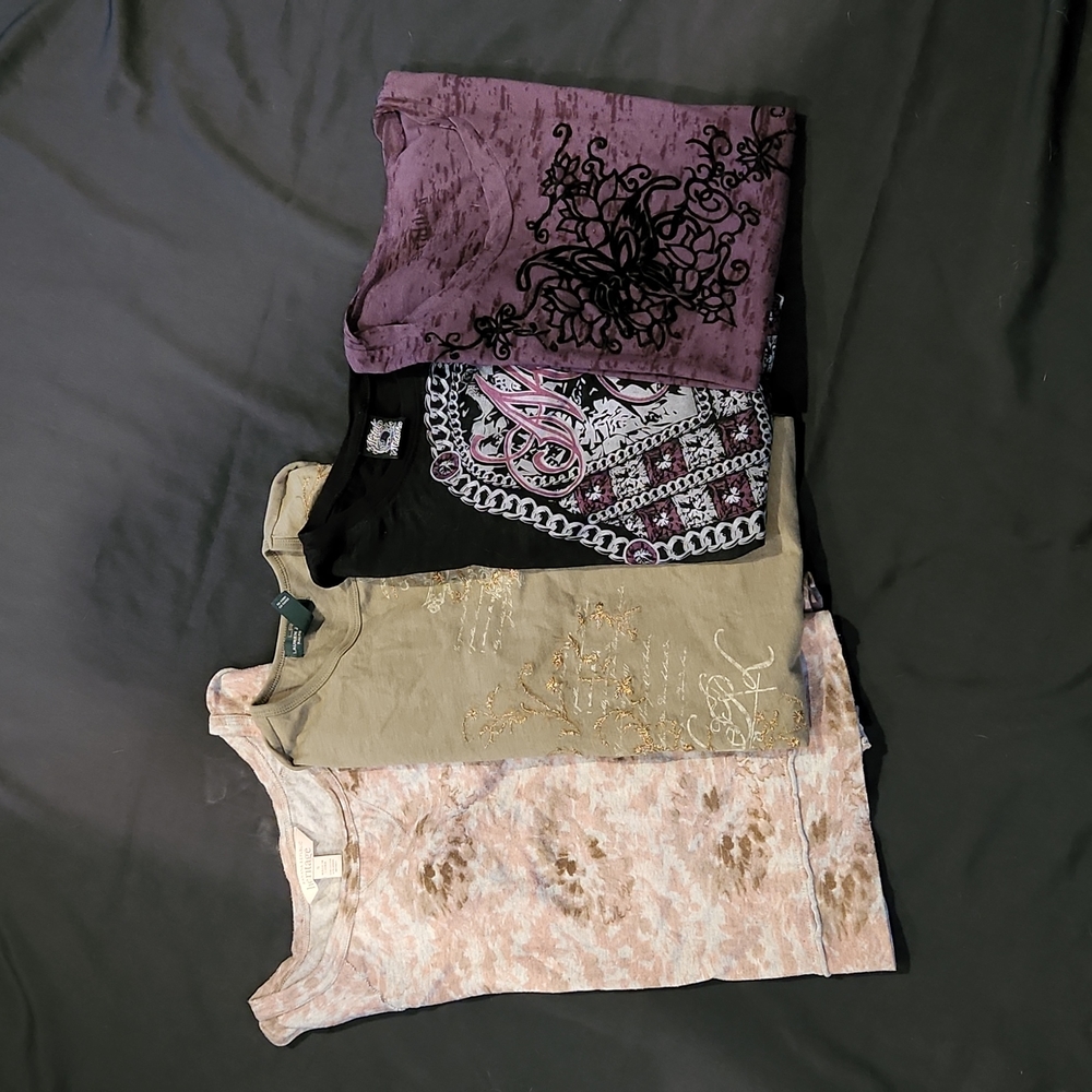 Lot 4 XS tops tees ralph Lauren Metal mulisha Heraldry Banana Republic